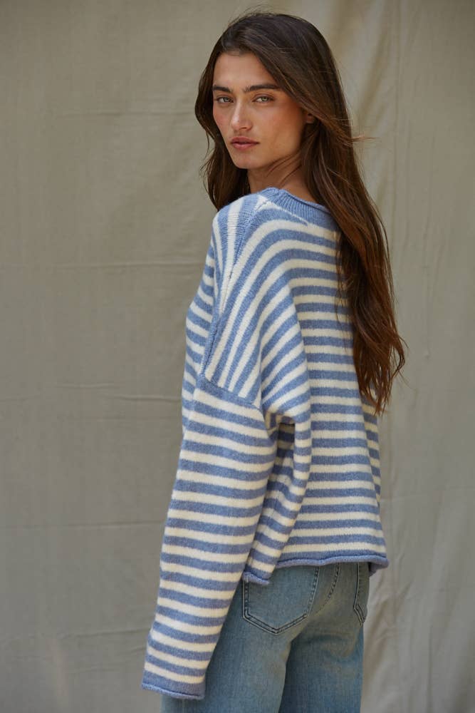 Striped Button-Down Cardigan Top