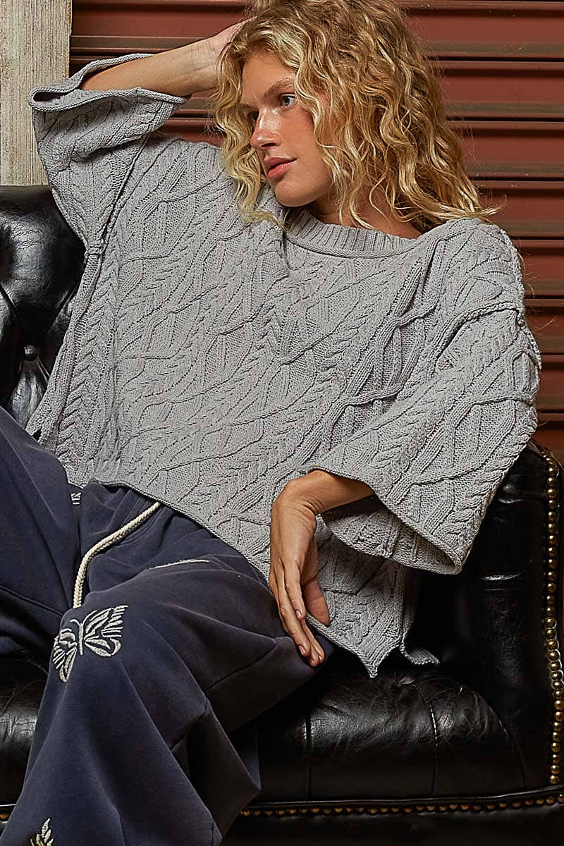 POL Cozy Cable Knit Cropped Sweater