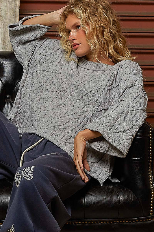 POL Cozy Cable Knit Cropped Sweater