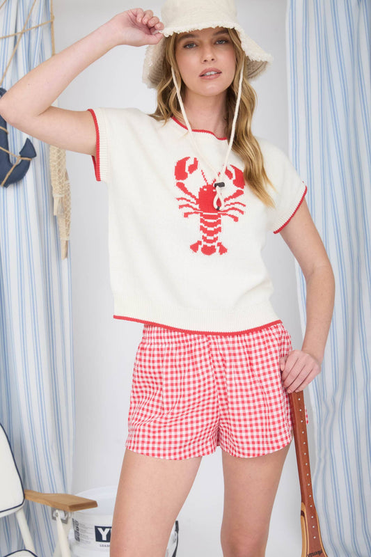 Lobster Short Sleeve Knit Sweater